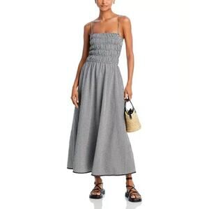 Solid & Striped The Delta Midi Dress Blackout And Marshmallow Gingham - S